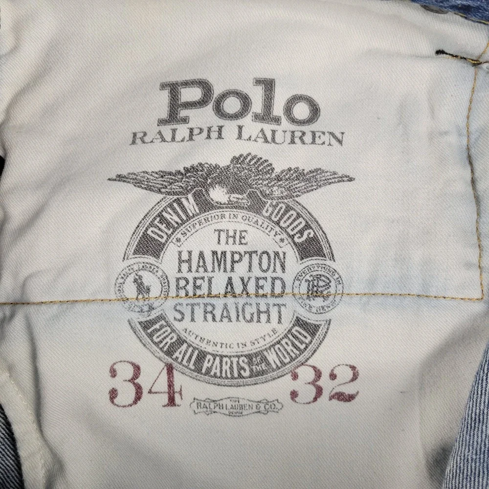 Polo Ralph Lauren Jeans Mens 34x32 Blue Hampton Relaxed Straight Leg Preppy